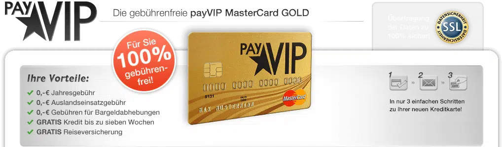 PayVip kostenlose Kreditkarte