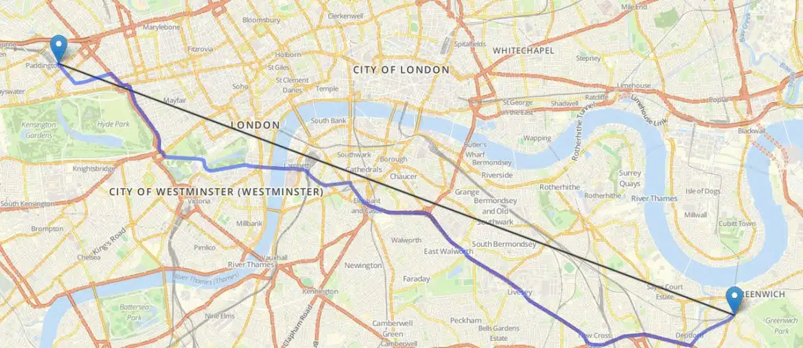 Entfernungen in London